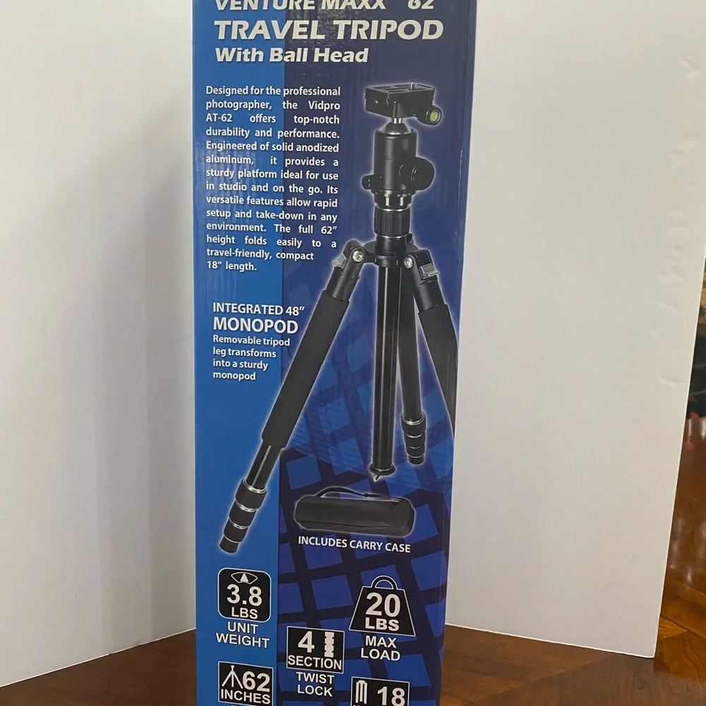 Vidpro Venture Maxx 62” Travel Tripod in case / new in box